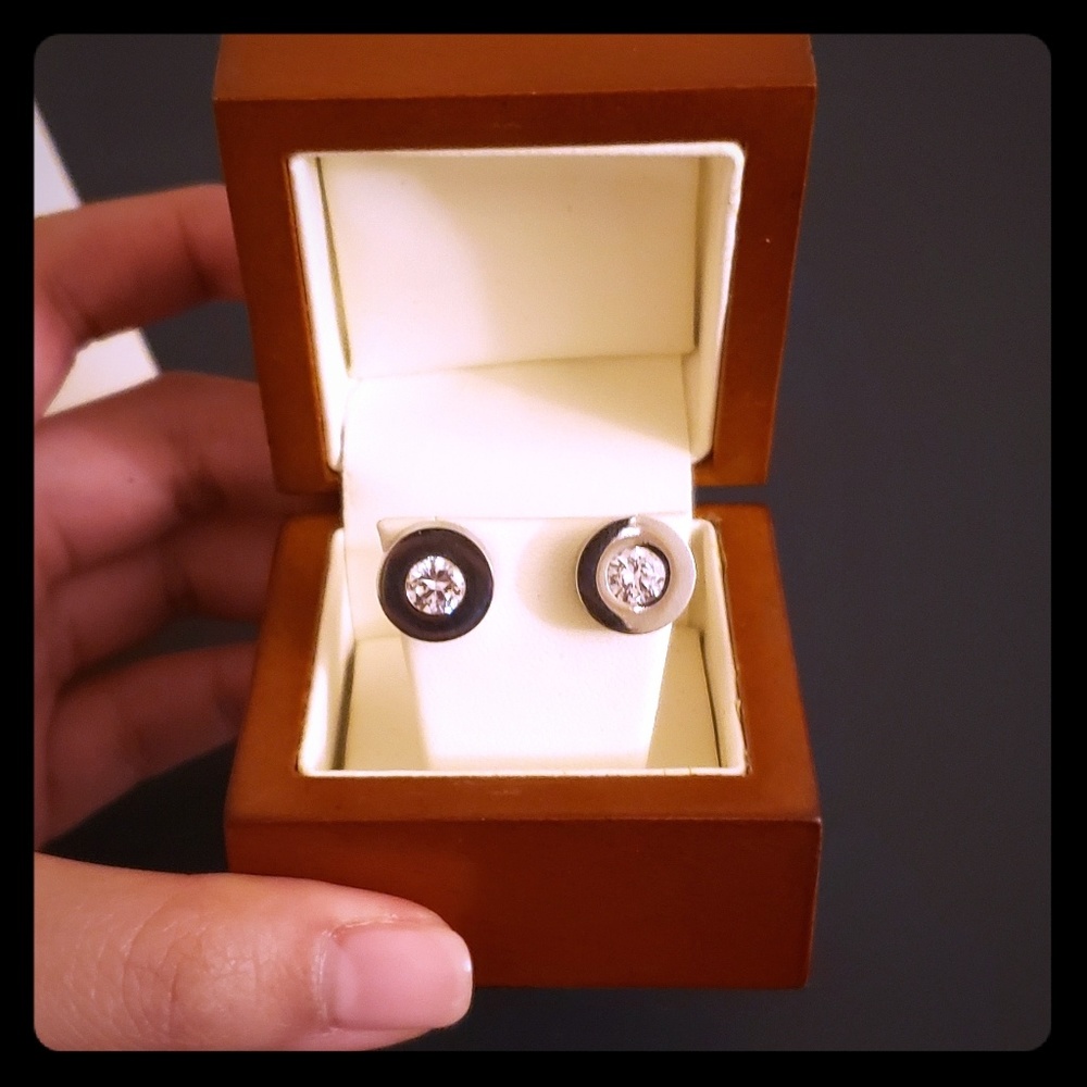 NWOT CZ interchangeable stud earrings
